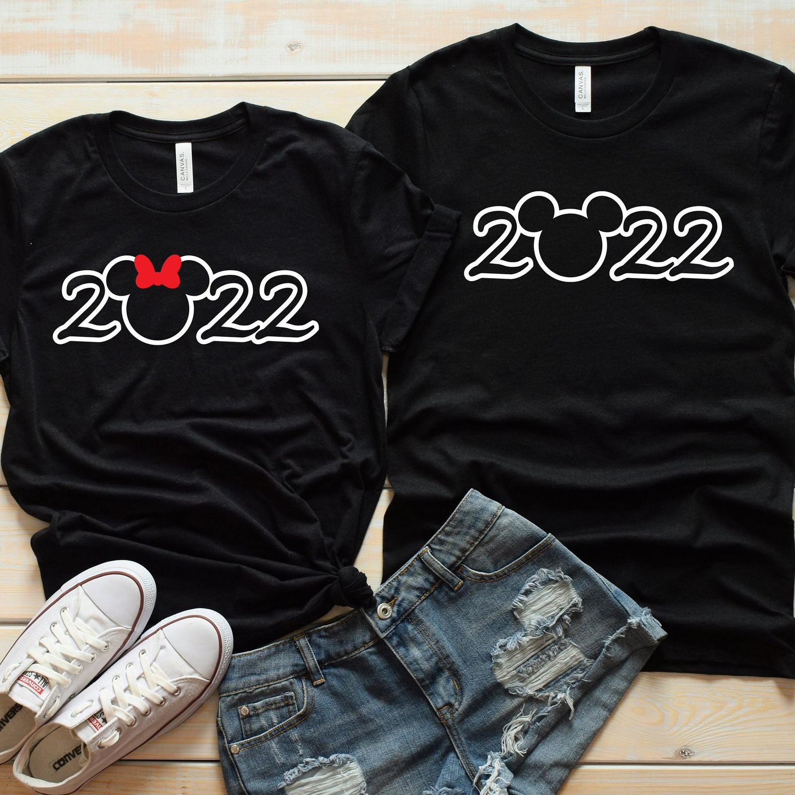 Mickey and Minnie Mouse  Matching 2022 Disney Family Shirts - Disney Couples - Happy New Year