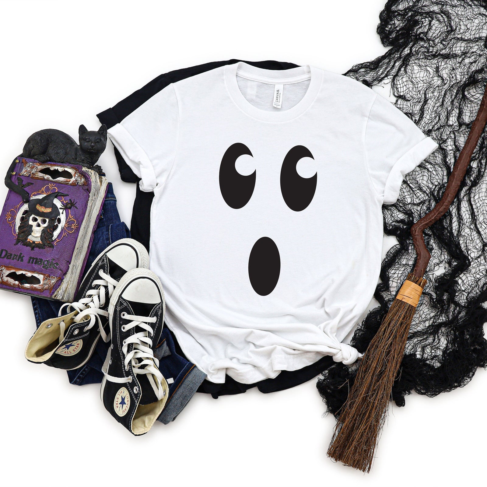 Ghost Adult T Shirt - Halloween  - Funny - Scary  Ghost Face Costume