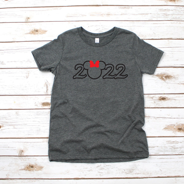 Custom 2022 Minnie Mouse Youth T Shirt for New Year Fun