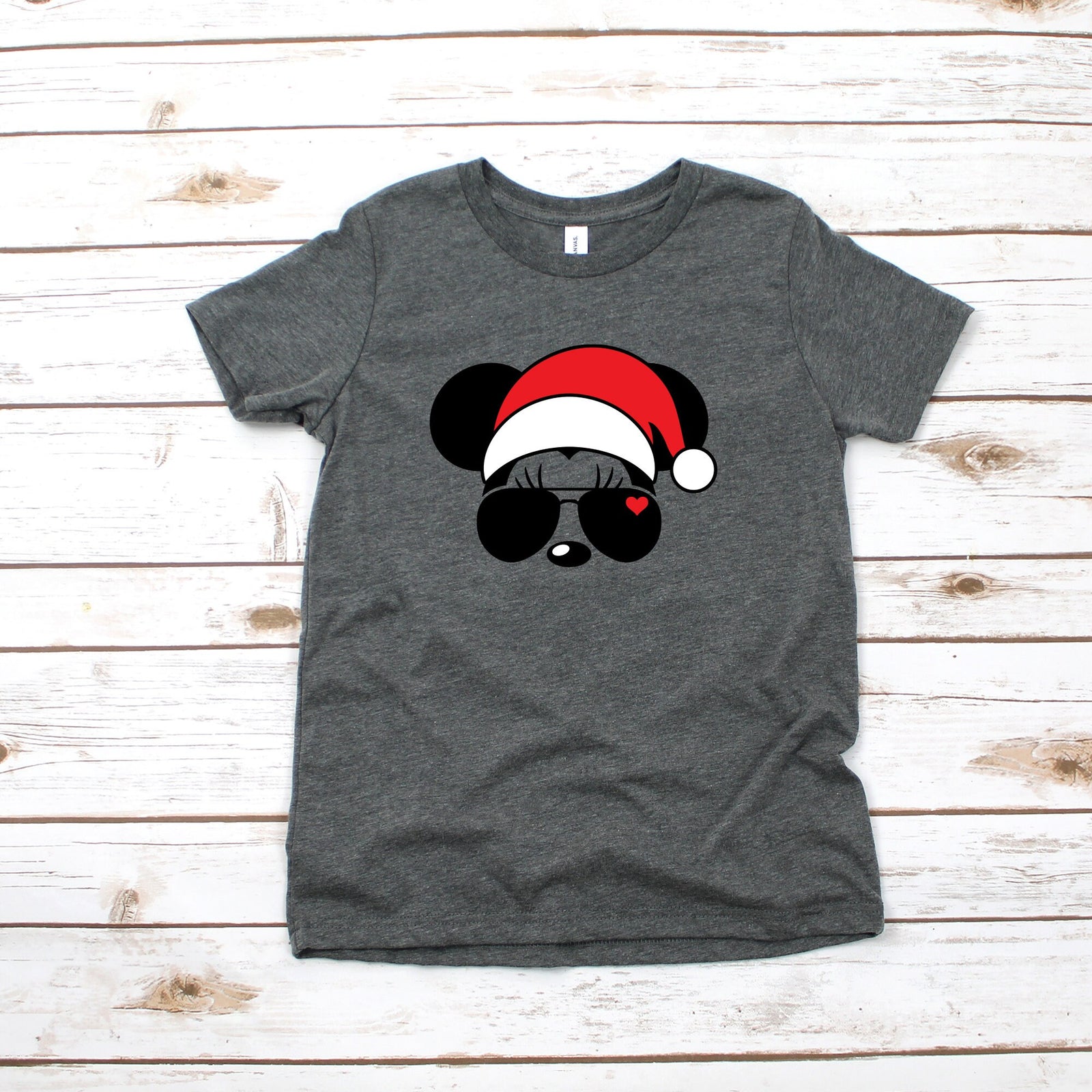 Santa Minnie Mouse - Aviator Sunglasses - Infant Toddler Youth Minnie Shirt - Disney Kids Shirts - Christmas Holiday Shirt