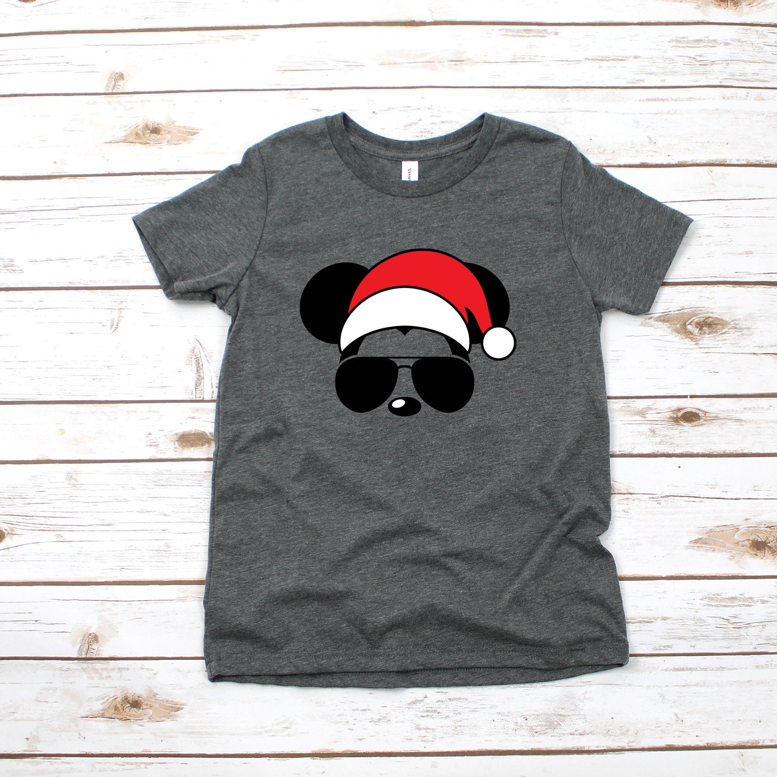 Santa Mickey Mouse - Aviator Sunglasses - Infant Toddler Youth Mickey Shirt - Disney Kids Shirts - Christmas Holiday Shirt