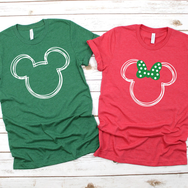 Holiday Scribble Minnie and Mickey Shirts for Couples