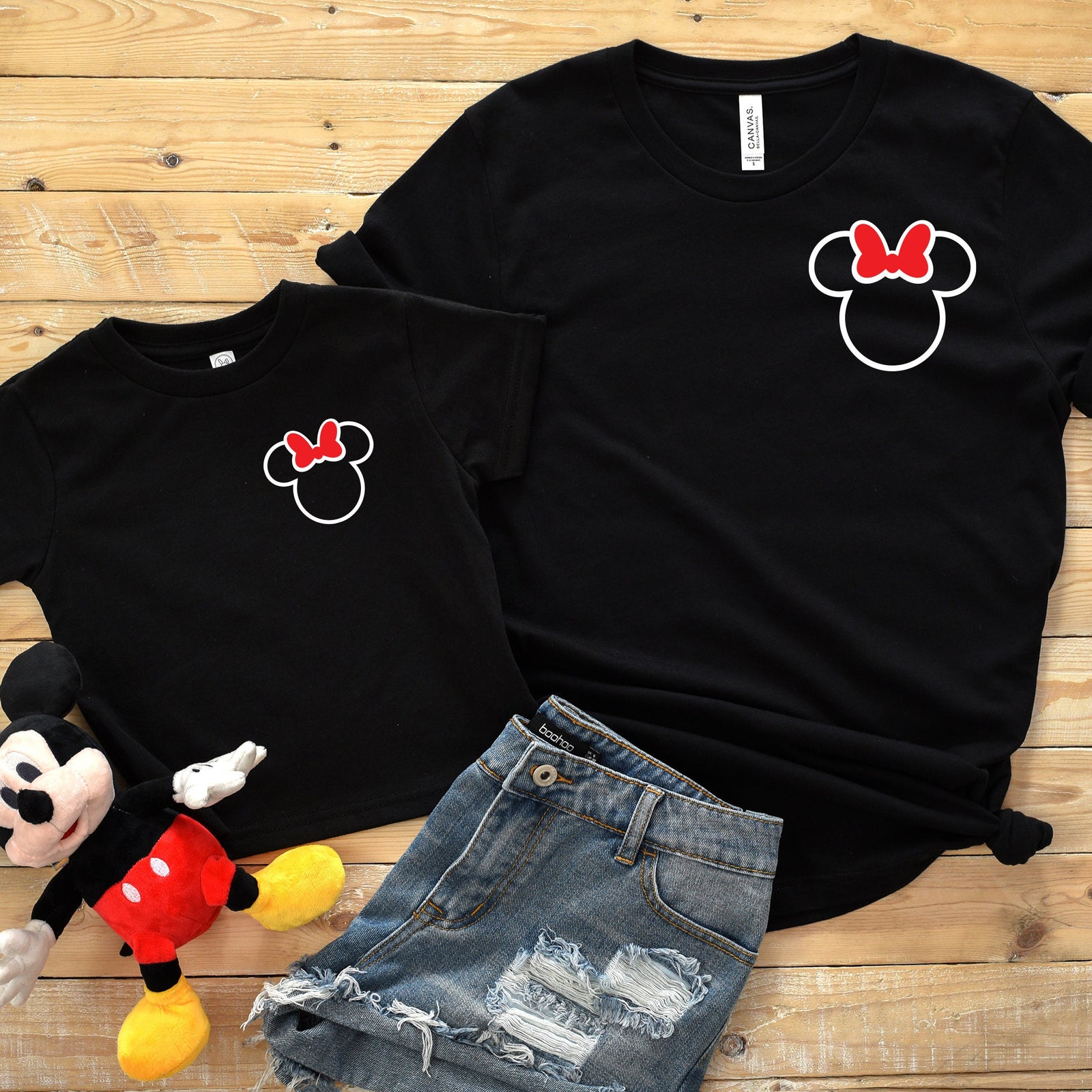 Matching Pocket Size Minnie Mouse Head Outline - Family -Mommy and Me - Adult Infant Toddler Youth Disney Shirts