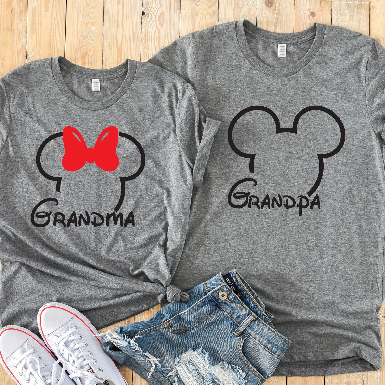 Grandma and Grandpa Minnie and Mickey Mouse Custom Matching Disney Shirts - Disney Couples - Mickey Ears Outline