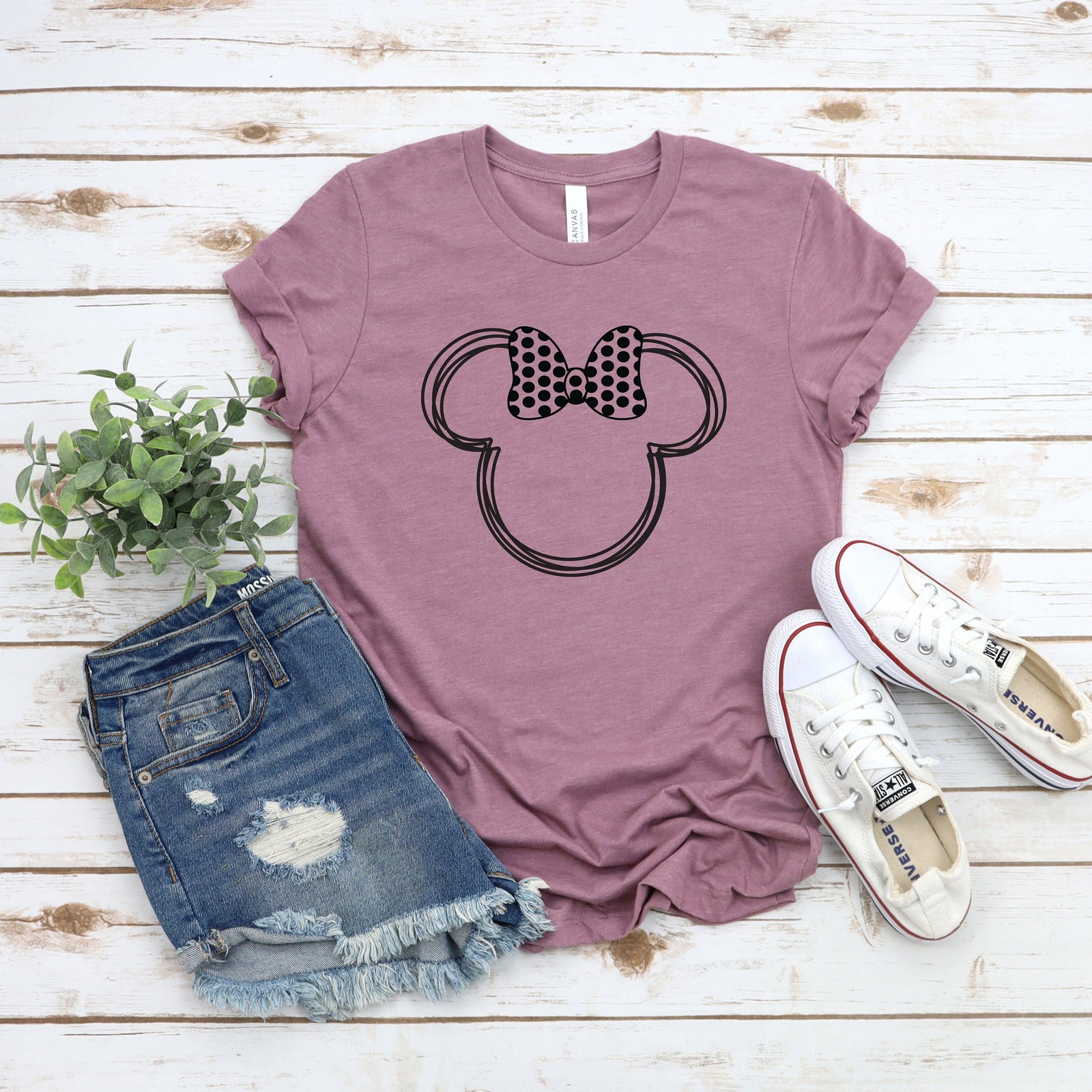 Scribble Minnie Polka Dot Bow T Shirt- Disney Trip Matching Shirts - Minnie Mouse T Shirt - Cute Minnie Shirt
