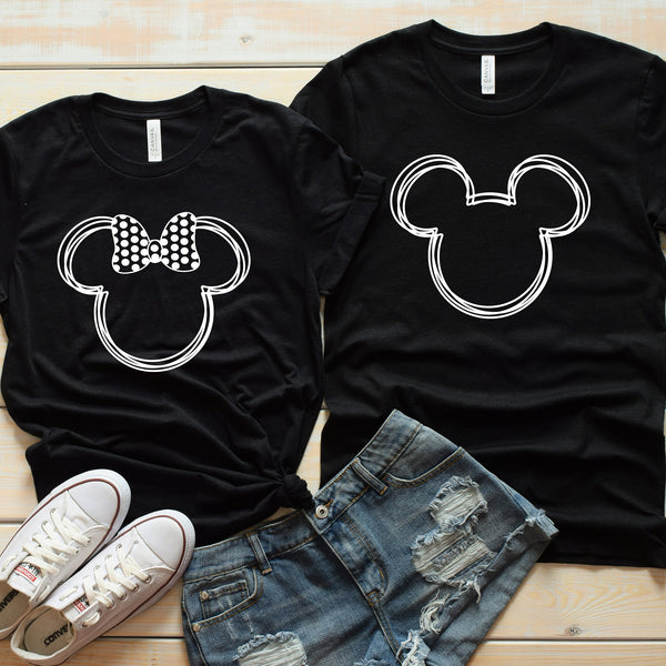 Scribble Minnie and Mickey Shirts for Cute Couples
