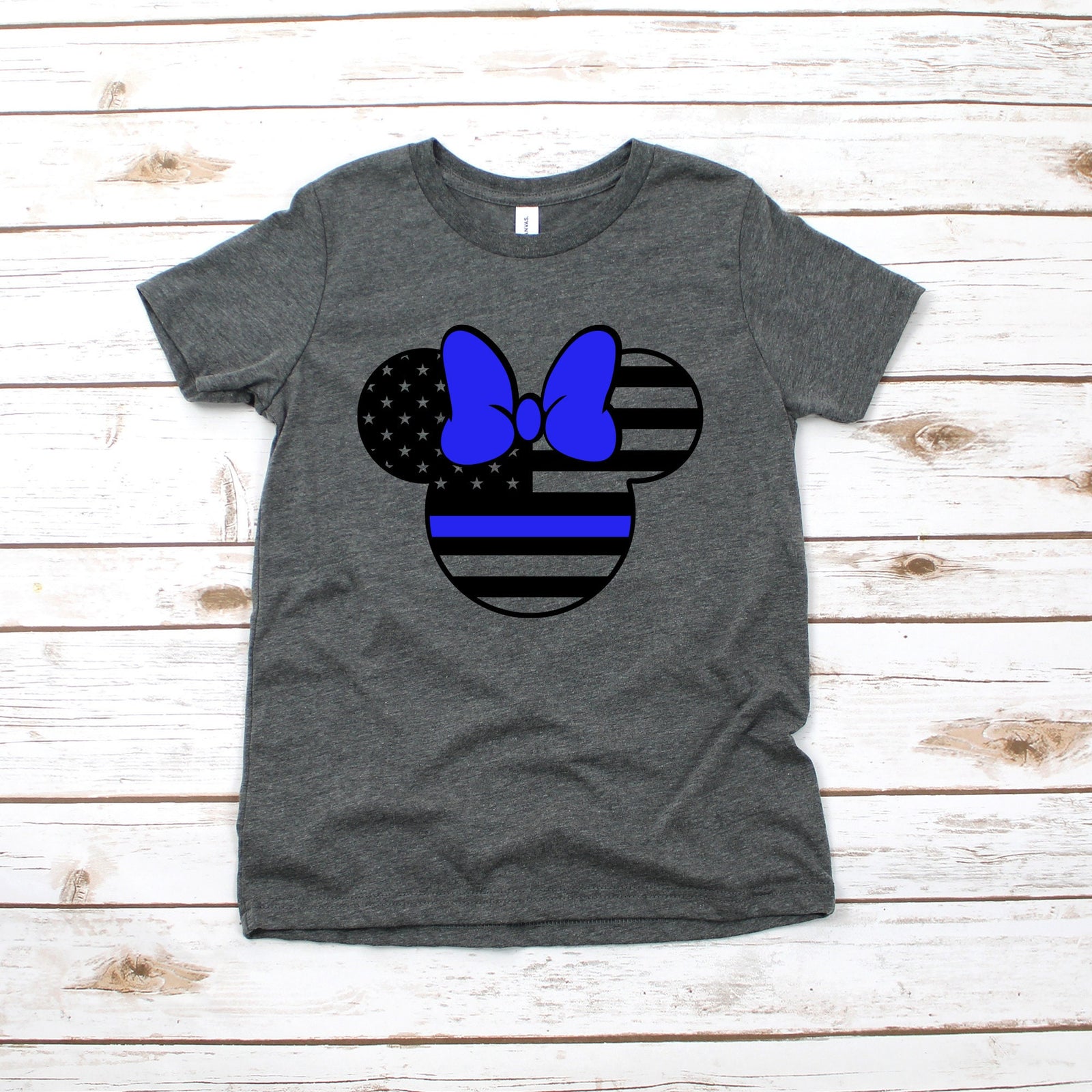 Minnie Mouse Police Stars and Stripes Minnie Kids T Shirt - Infant Toddler Youth Minnie Shirt - Disney Kids Shirts - Family Matching