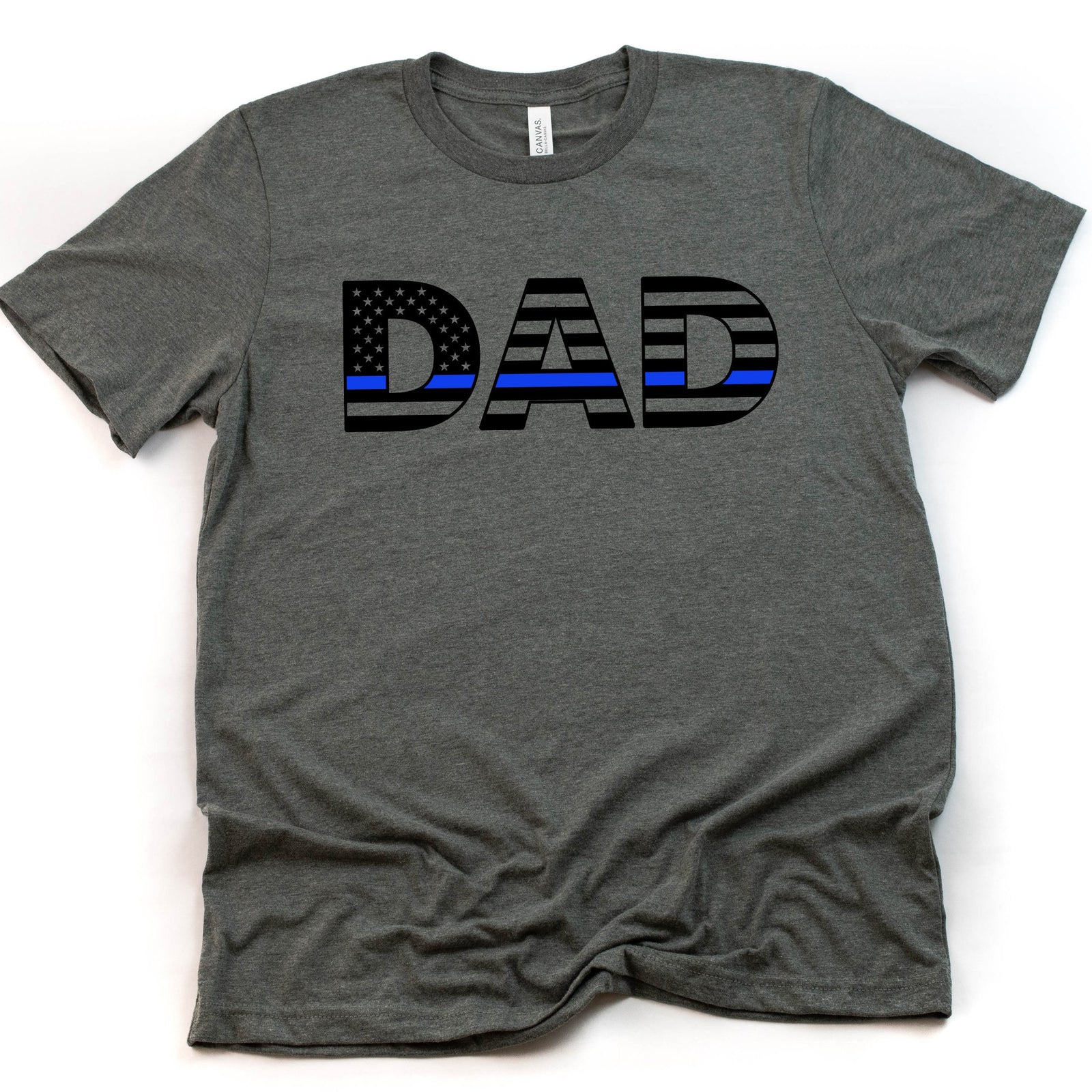 Police Officer Blue Line Adult Unisex T shirt - Blue Stripe Flag - Dad - Daddy is my Hero - Father's Day