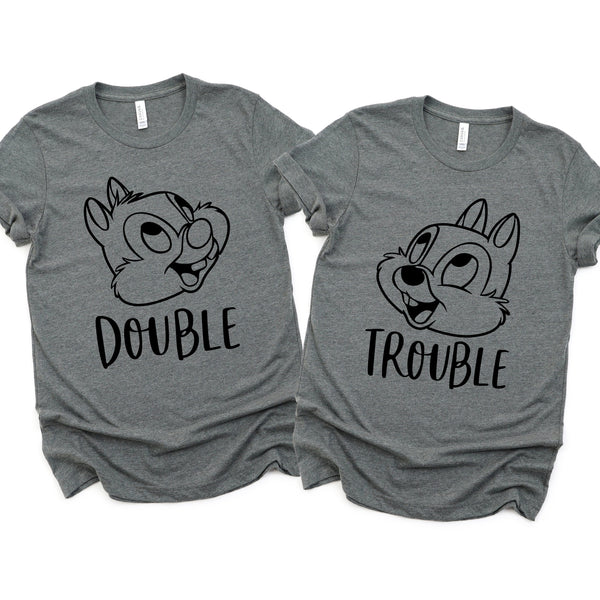 Double Trouble Adult Unisex Shirts for Disney Couples