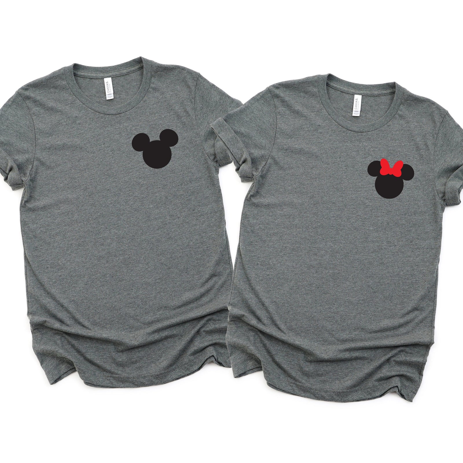 Mickey and Minnie Mouse Custom Matching Disney Shirts - Disney Couples - Mickey and Minnie Left Chest Pocket Size