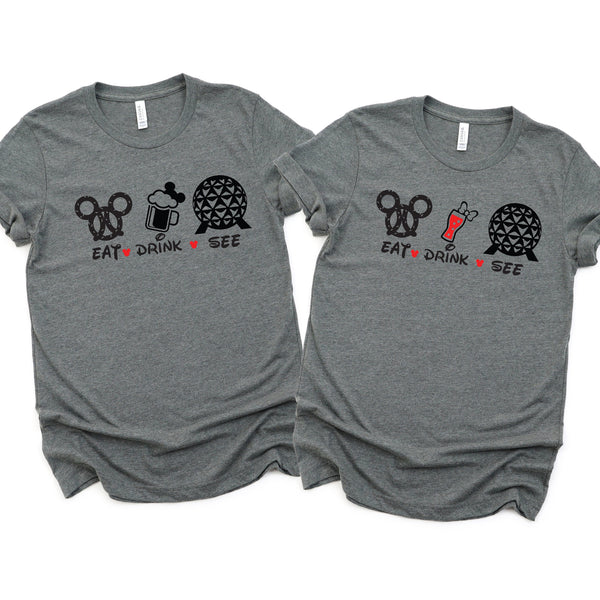 Eat Drink See the World Matching Disney Shirts for Couples