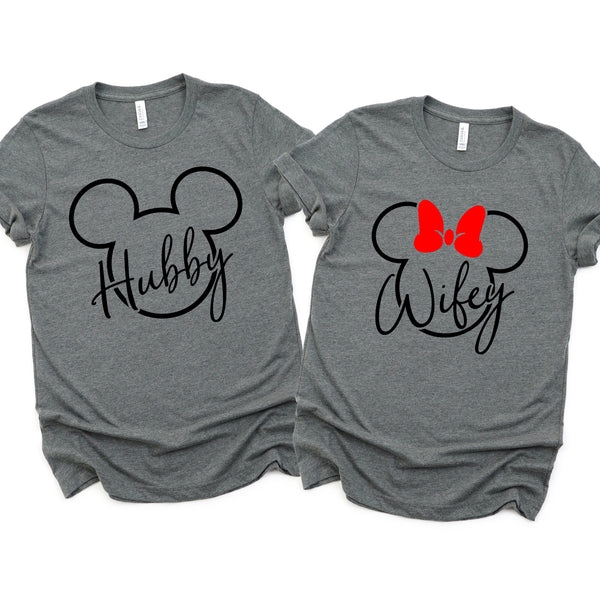 Hubby and Wifey Disney Couples Matching T Shirts for Love