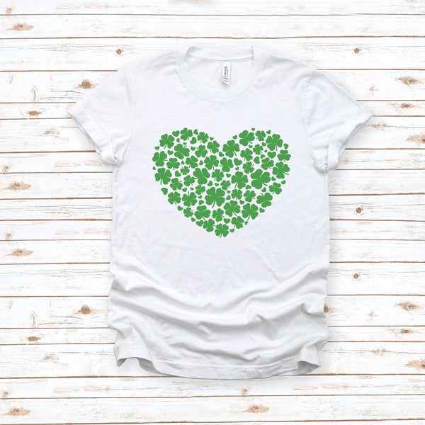 Shamrock Heart Adult T Shirt for Lucky St. Patrick's Day