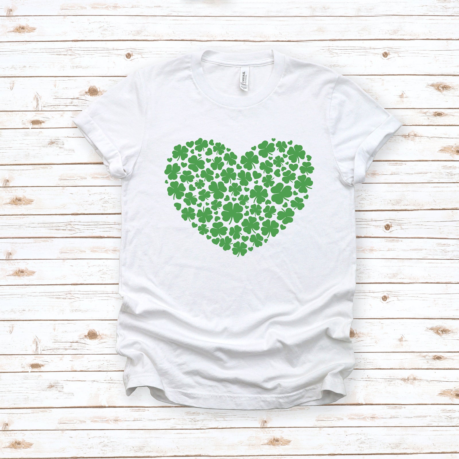 Shamrock Heart Adult T Shirt - St. Patrick's Day Shirt - Lucky - Green - Teacher School Shirt