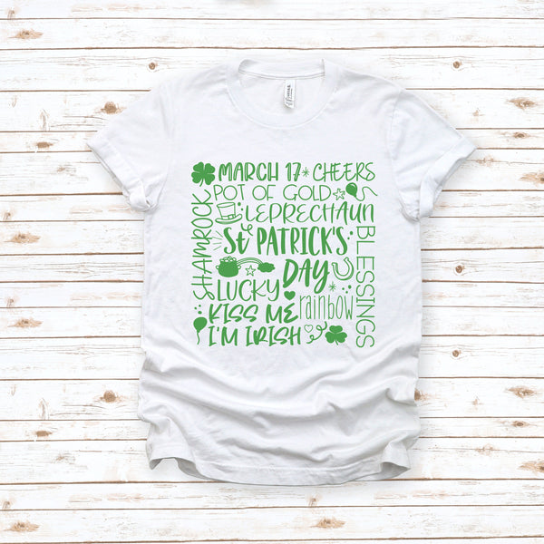 St. Patrick's Day Subway Words Typography T Shirt for Luck