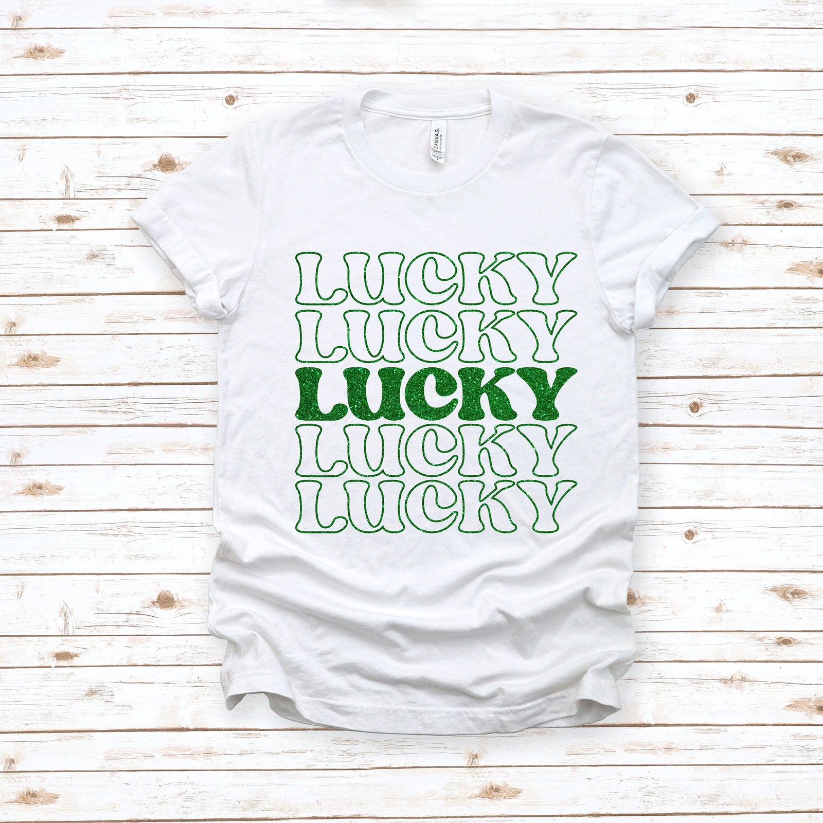 Lucky Five Retro Adult T Shirt - St. Patrick's Day Shirt - Lucky - Green - Teacher School Shirt - Glitter Option