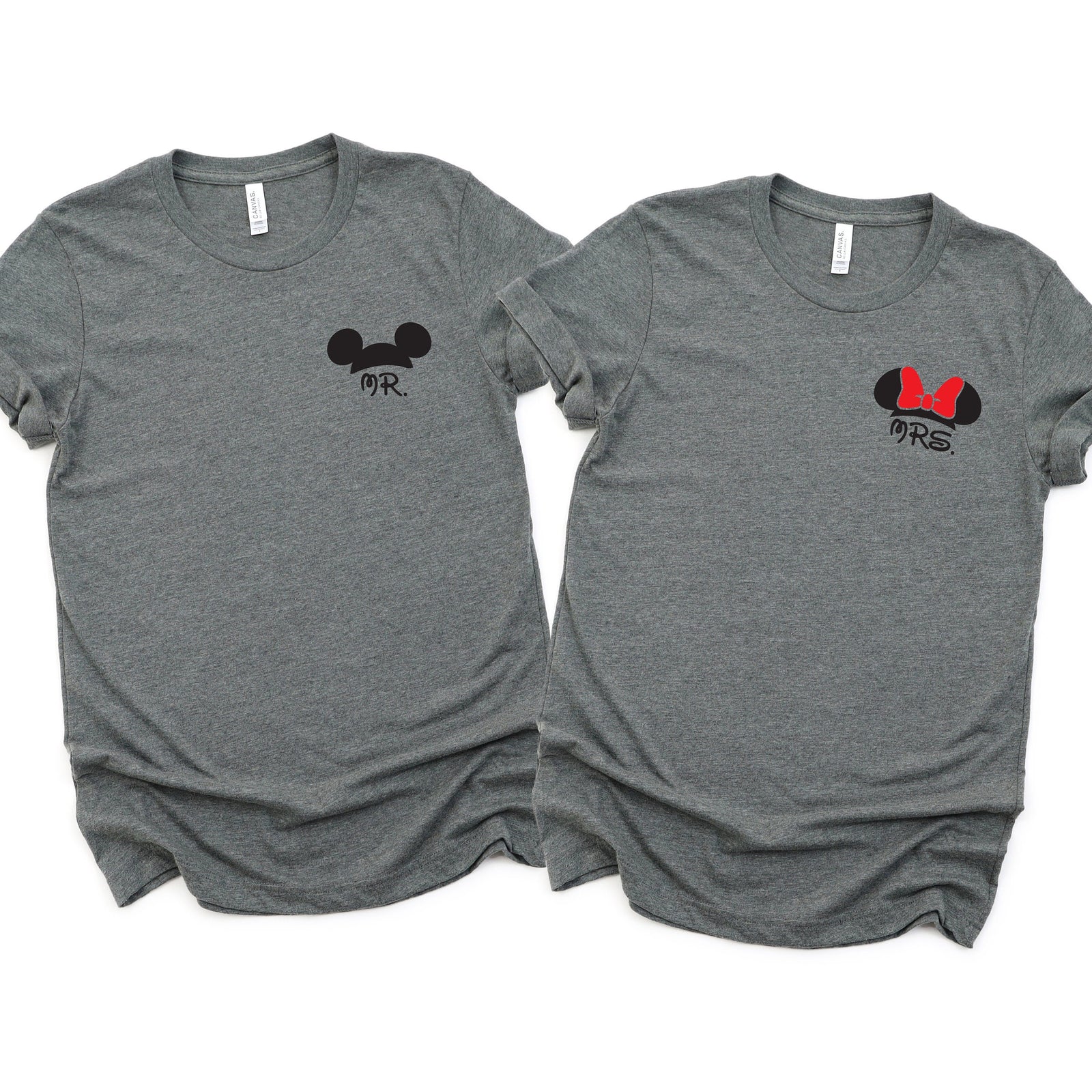 Mr. and Mrs. - Just Married - Disney Couples Matching Unisex T Shirts - Mickey and Minnie Mouse - Anniversary - Honey Moon - Disney Moon