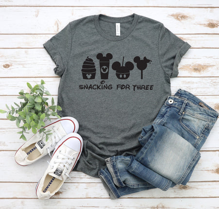 Snacking For Three T Shirt for Twin Pregnancy Announcement