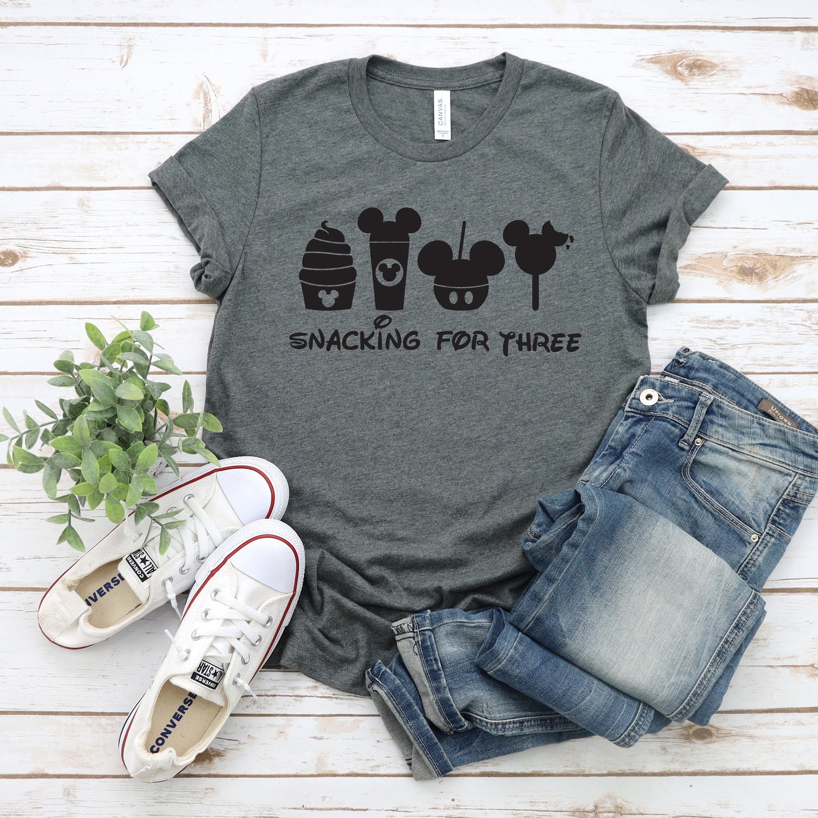 Snacking For Three T Shirt- Disney Food Lover T Shirt - Pregnant - Twin Pregnancy Announcement