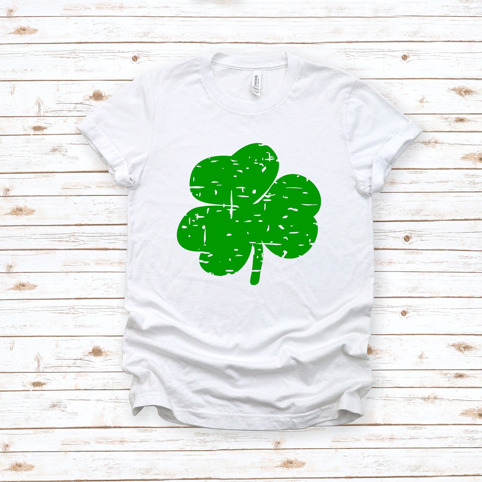 Retro Faded Shamrock Adult T Shirt - St. Patrick's Day Shirt - Lucky - Green - Teacher School Shirt
