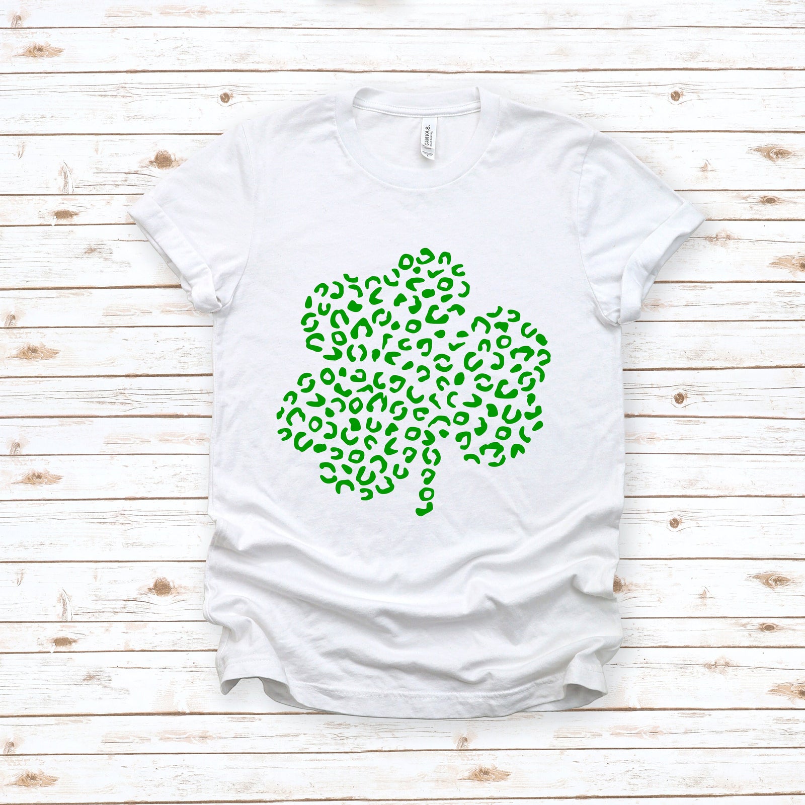 Leopard Shamrock Adult T Shirt - St. Patrick's Day Shirt - Lucky - Green - Teacher School Shirt