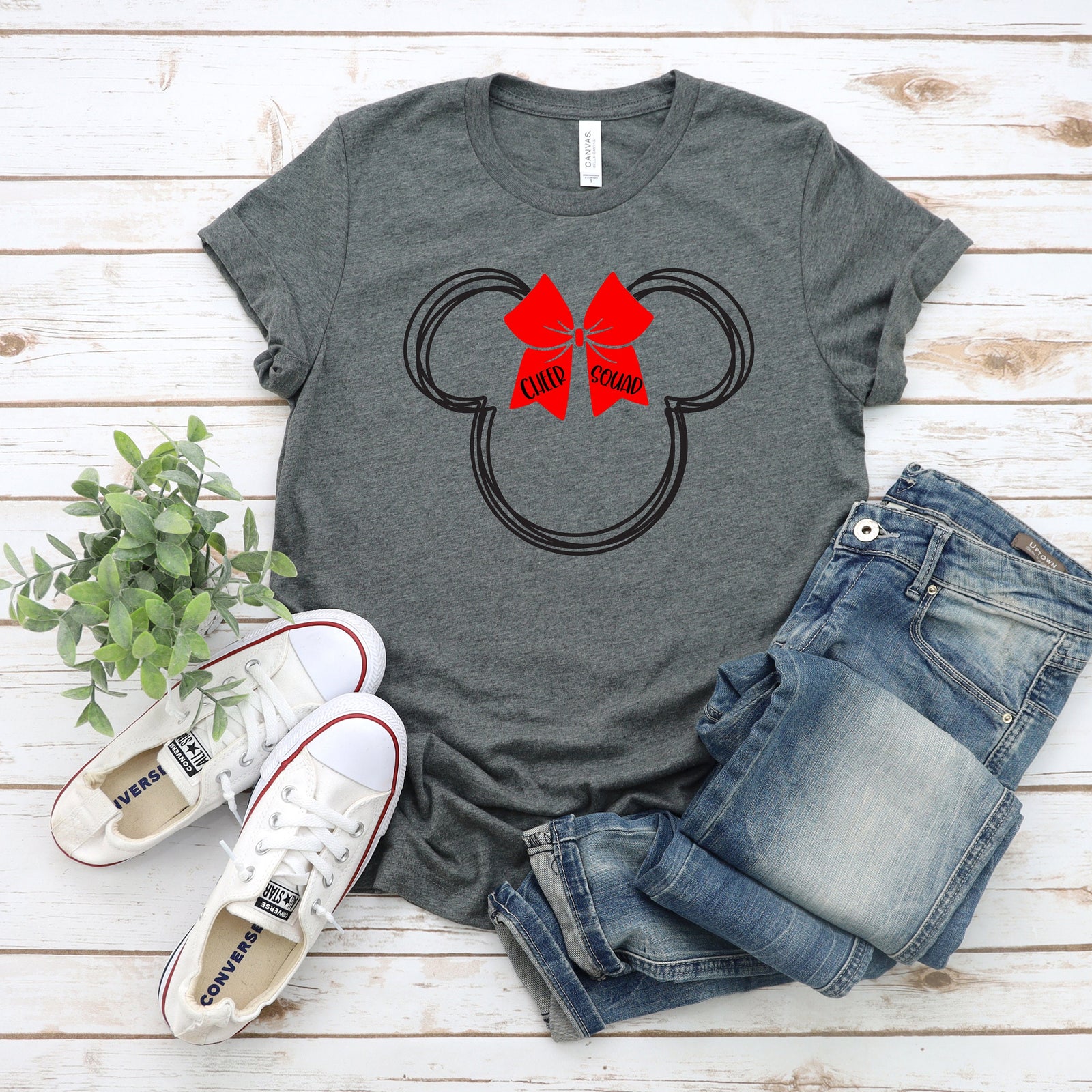 Cheer Squad Adult Minnie Mouse T shirt - Disney Trip Matching Shirts- Cheer Mom