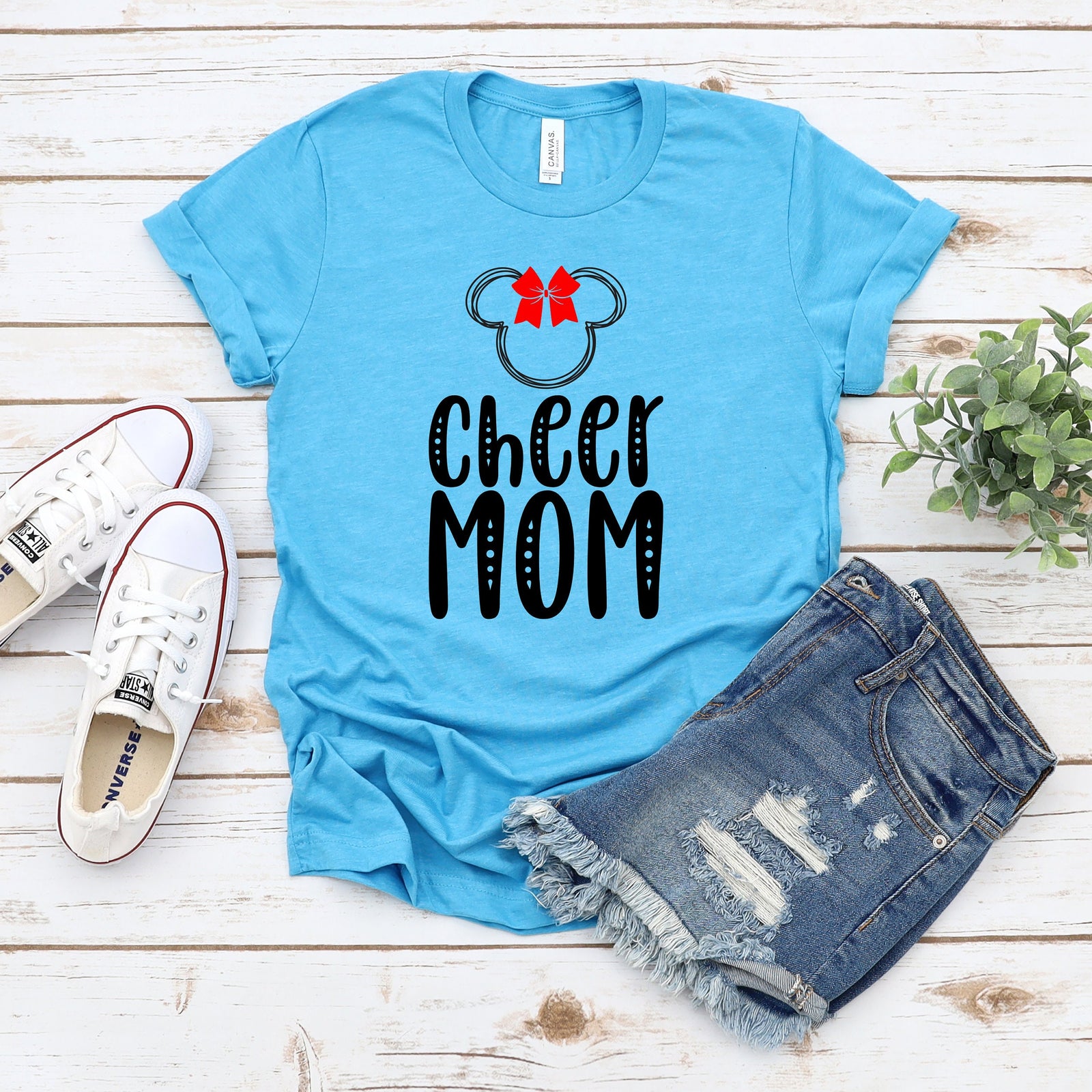 Cheer Mom Adult Minnie Mouse T shirt - Disney Trip Matching Shirts- Cheer Squad - Cheerleading Competition