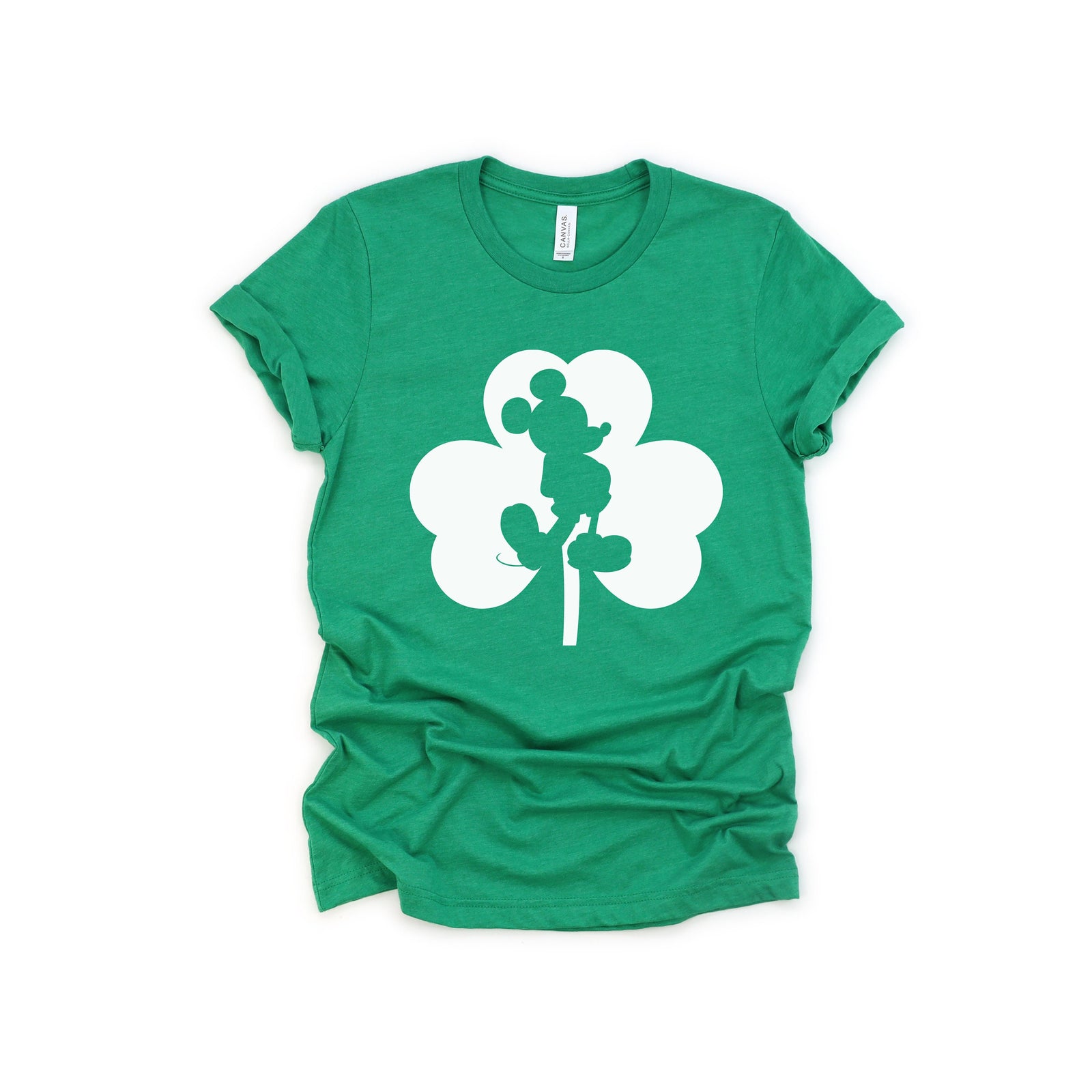 St. Patrick's Day Mickey Mouse T Shirt- Outline Silhouette inside Shamrock - Clover - Lucky Mickey - Disney St. Patty's Day
