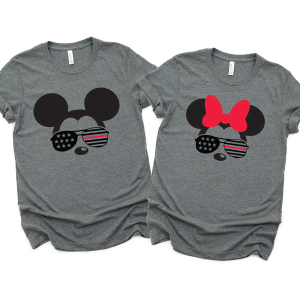 Fire Fighter Minnie and Mickey Adult Shirts for Couples