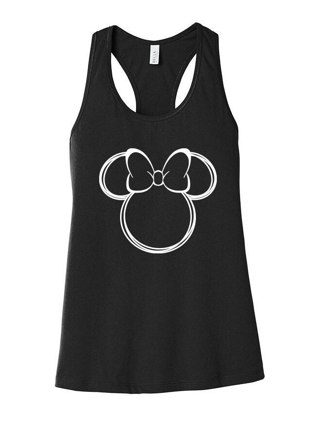 Scribble Minnie Mouse Adult Racer back Tank Top- Drinks - Sketch - Hand Drawn