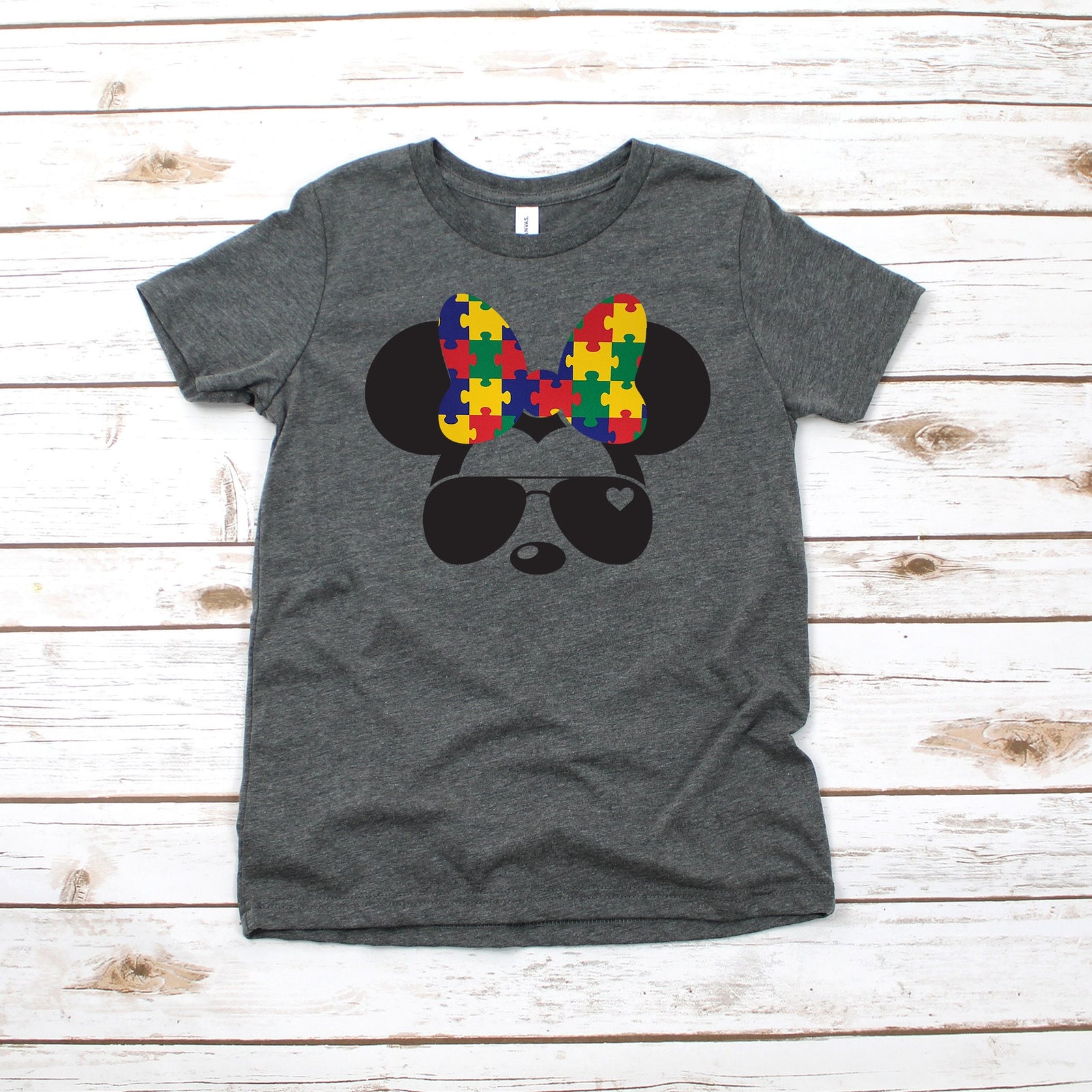 Autism Awareness Minnie Mouse T Shirt -Custom Shirt - Infant Toddler Youth Minnie Shirt - Disney Kids Shirts - Cool Minnie Sunglasses