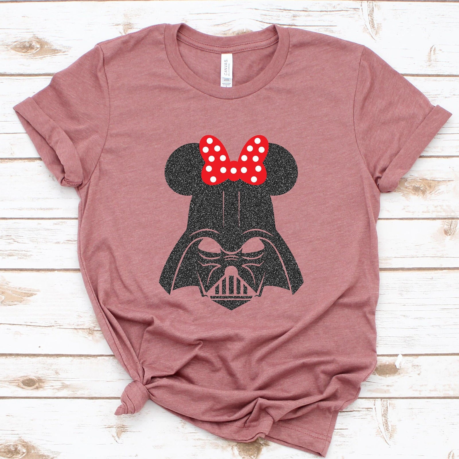 Darth Vader Minnie Mouse Adult T Shirt - Star Wars Fan T-shirt - Star Wars Lover Gift - Black Glitter