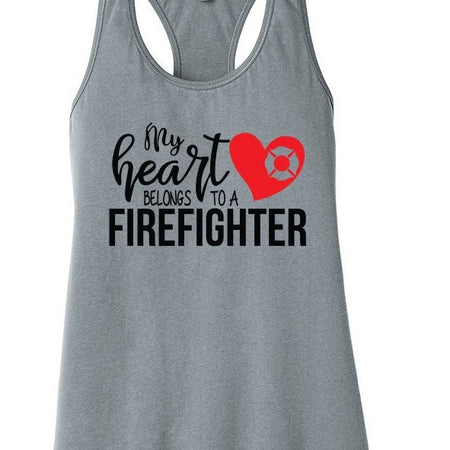 My Heart Belongs to a Fire Fighter Racerback Tank Top