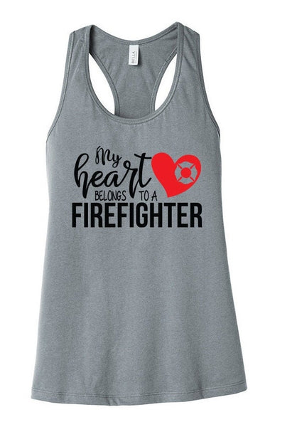 My Heart Belongs to a Fire Fighter Racerback Tank Top