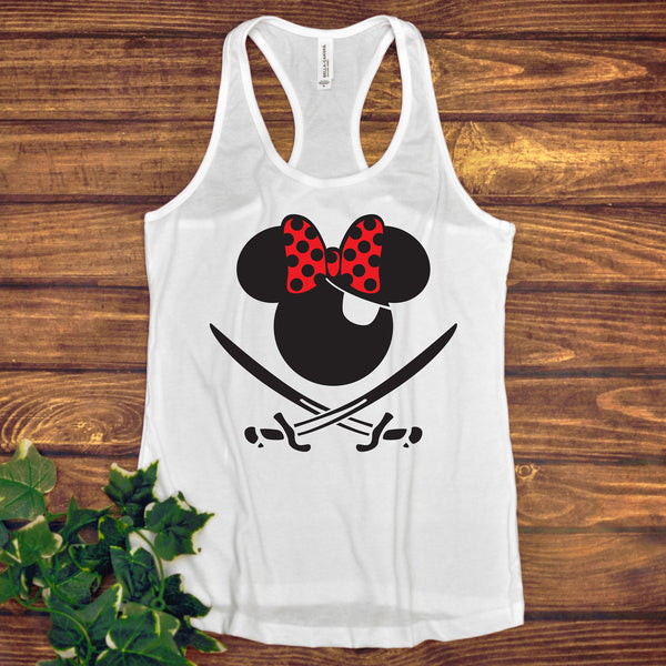 Pirate Minnie Mouse Adult Racerback Tank Top for Cruises