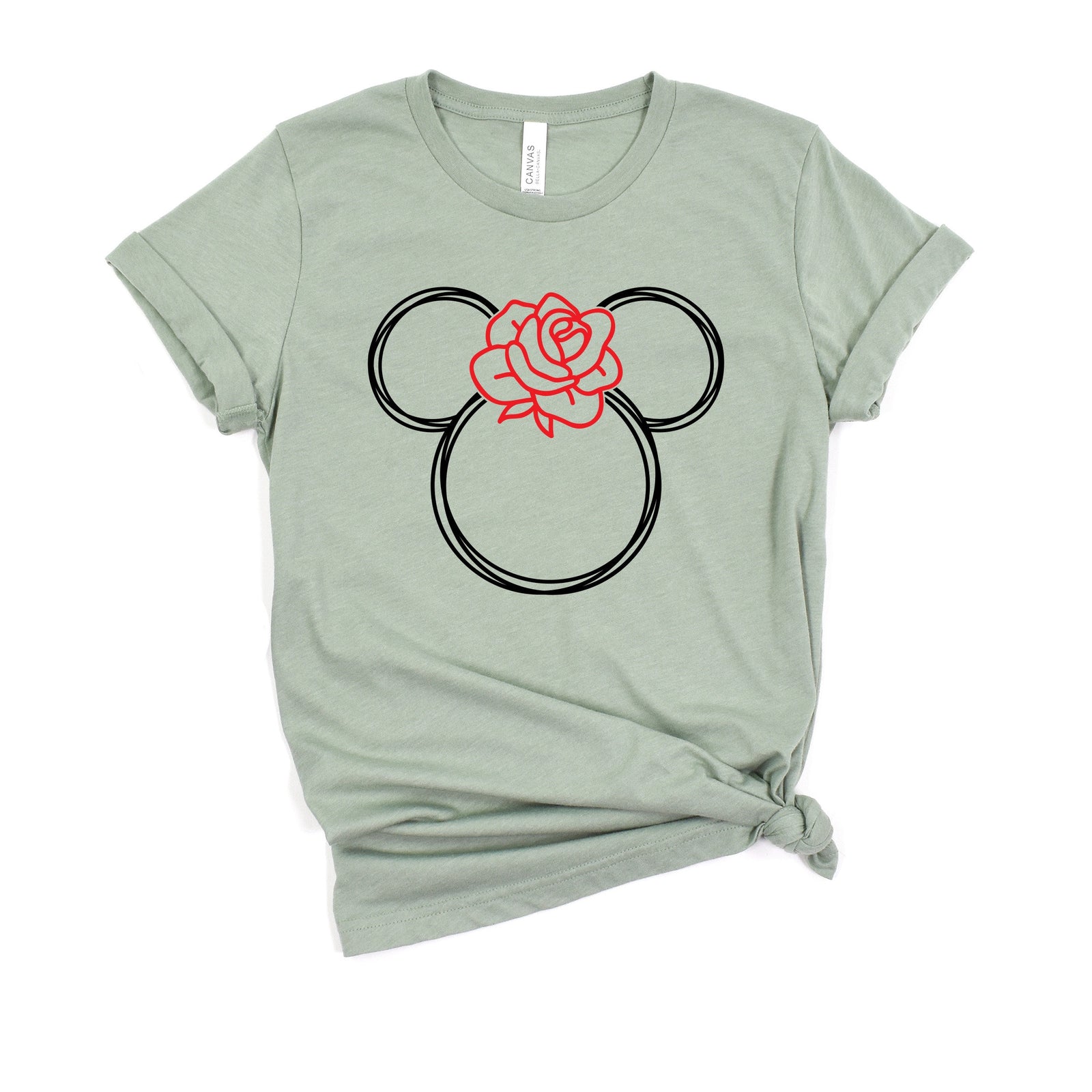 Sketch Mickey with Rose - Floral Scribble Mickey Adult T Shirt - Mickey Minnie Mouse T Shirt - Epcot Flower and Garden Festival Shirt