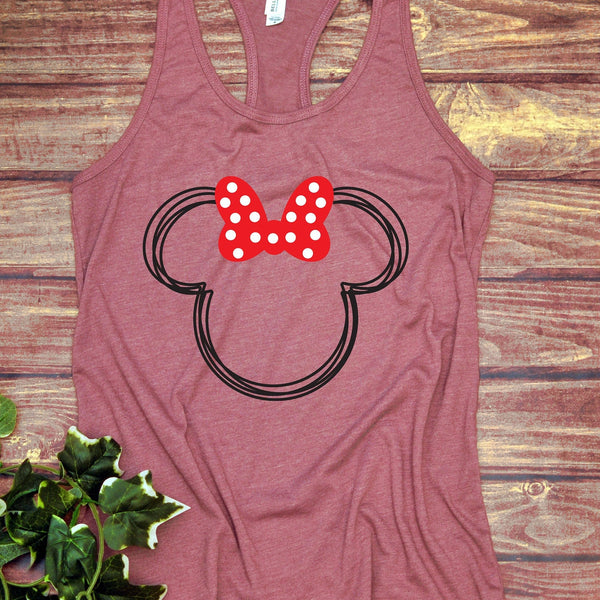 Scribble Minnie Mouse Ladies Racer Back Tank Top - Unique Design