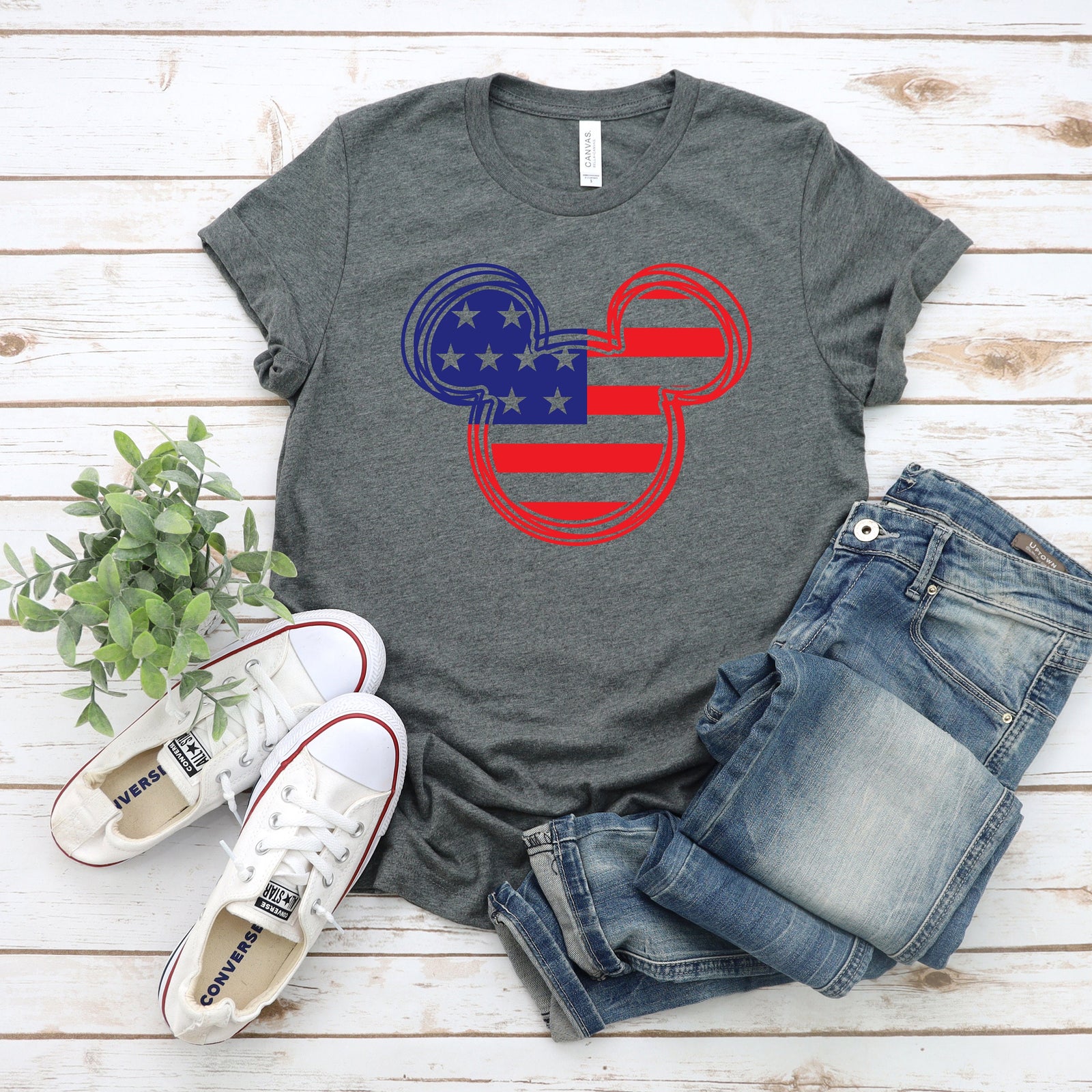 Scribble Mickey Mouse Stars and Stripes - Fourth of July Adult T Shirt - Independence Day - Memorial - Red White and Blue - Unisex Shirt