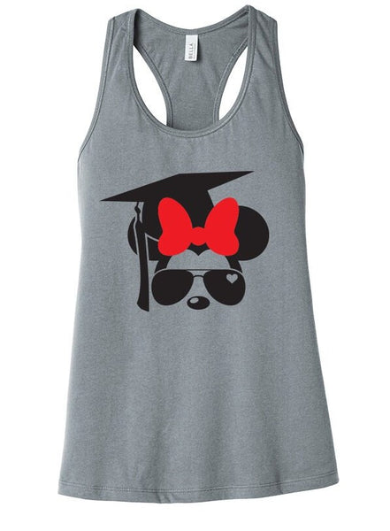 Graduation Minnie Mouse Adult Racerback Tank Top for Comfort
