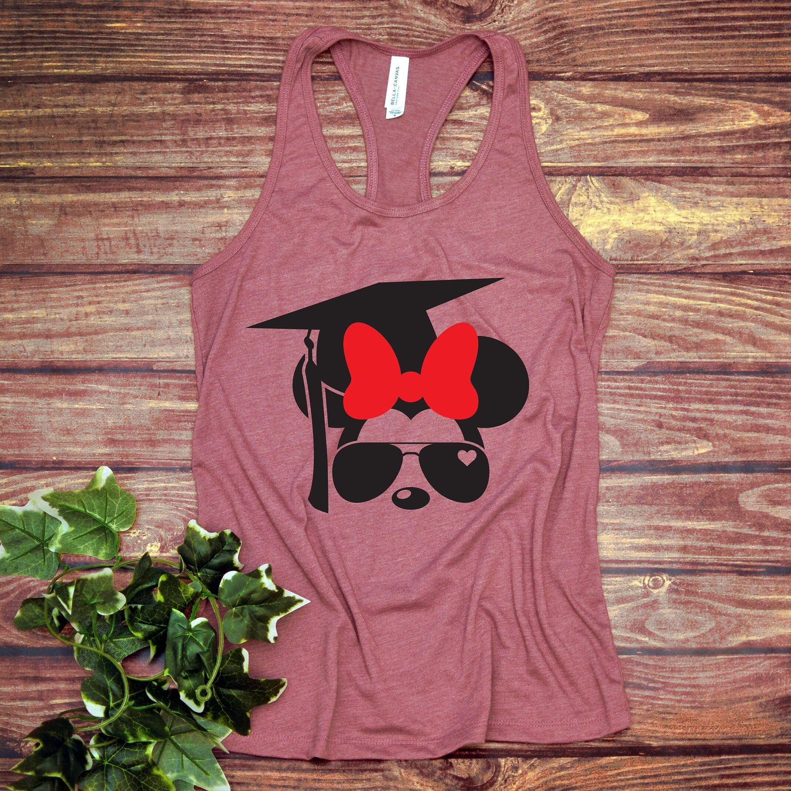 Graduation Minnie Mouse Adult Racer back Tank Top- Senior - Graduate - Class Of