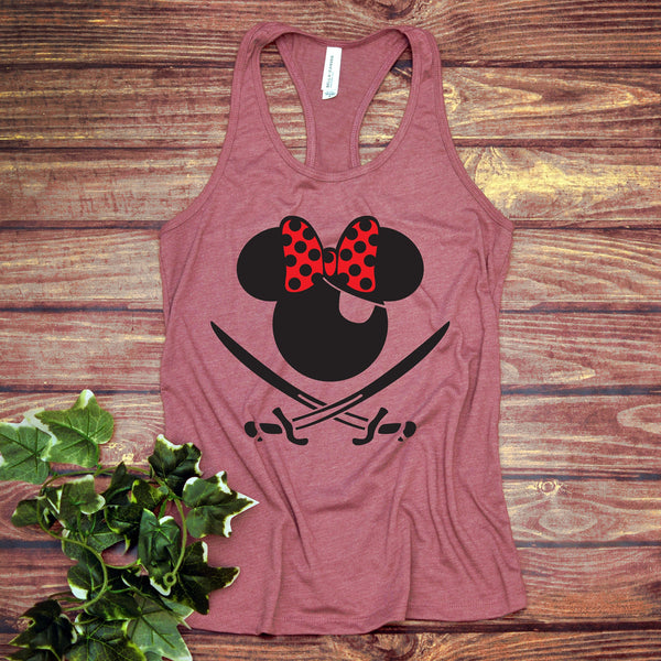 Pirate Minnie Mouse Adult Racerback Tank Top for Cruises