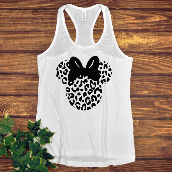 Cheetah Minnie Mouse Adult Racerback Tank Top for Comfort
