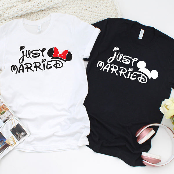Just Married Disney Couples Matching T Shirts for Love