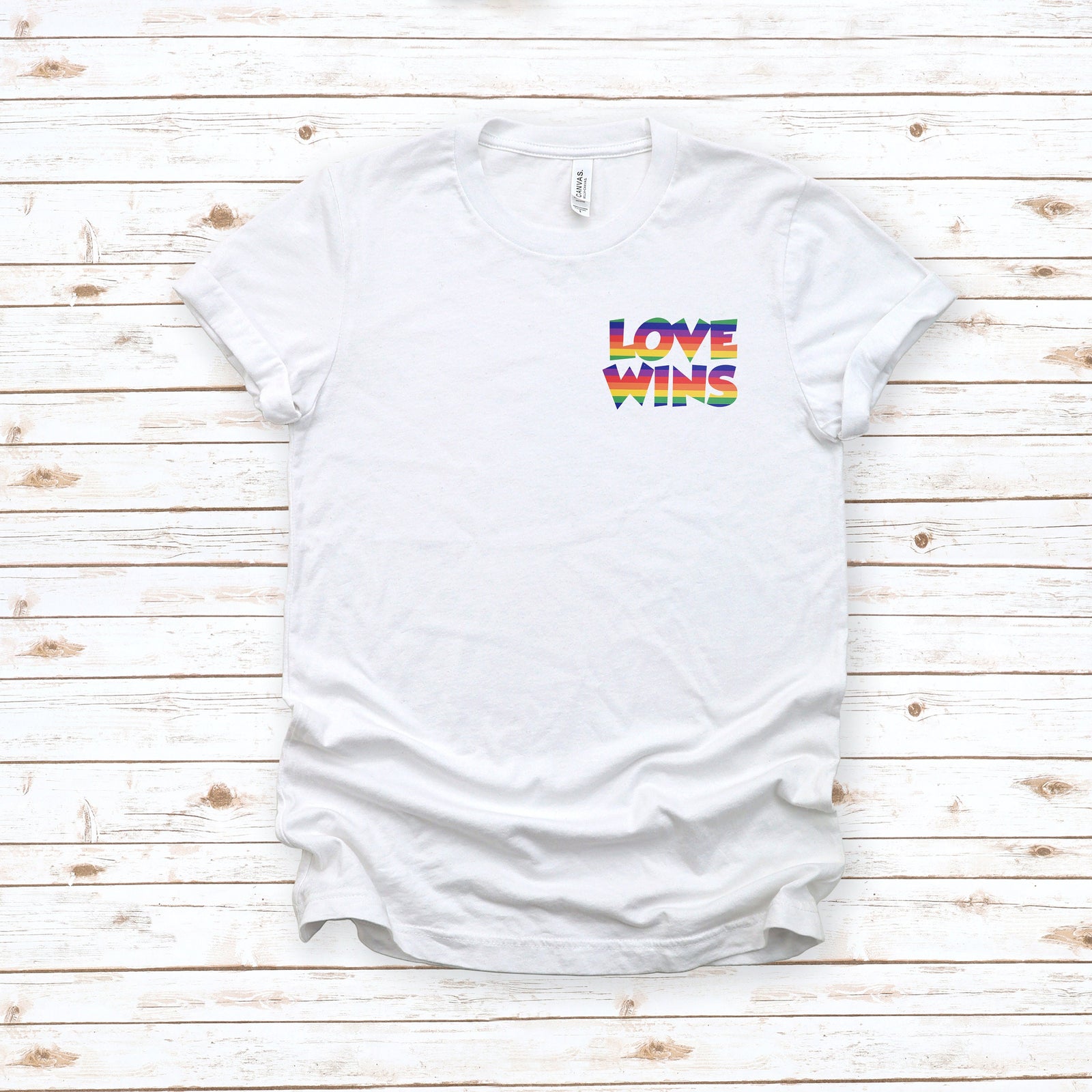 LGBT Gay Pride Adult T shirt -Love Wins Unisex Tee - Rainbow