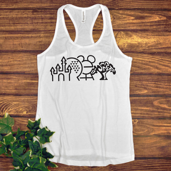 Disney Parks Design Ladies Racer Back Tank Top Epcot Comfort